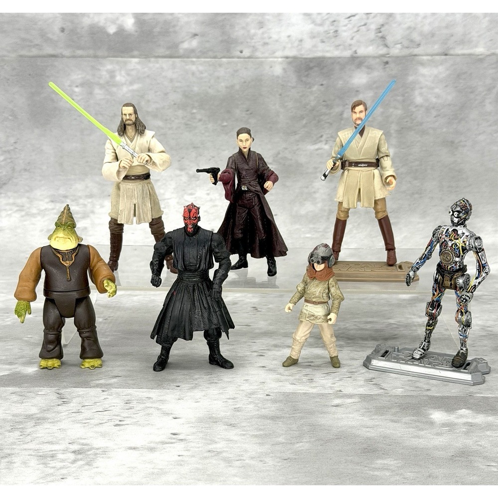 Star Wars Figure Lot Of 7 Phantom Menace Ep 1 Darth Maul Anakin Padmé Boss Nass